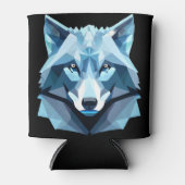 Rafraîchisseur Pour Canette Tête de loup géométrique bleue (Devant)