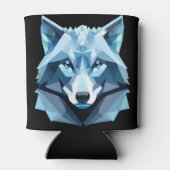 Rafraîchisseur Pour Canette Tête de loup géométrique bleue (Dos)