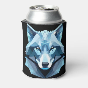Rafraîchisseur Pour Canette Tête de loup géométrique bleue