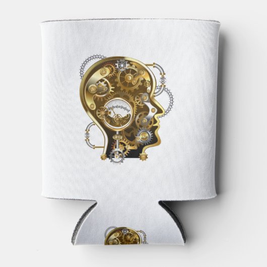 Rafraîchisseur Pour Canette Tête de Steampunk avec manomètre (Devant)