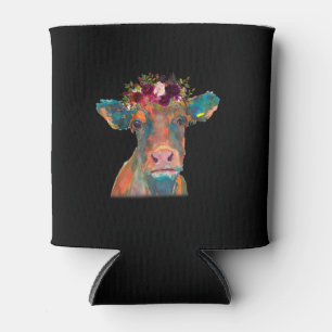 Rafraîchisseur Pour Canette Tête de vache Imprimer Aquarelle colorée Florale