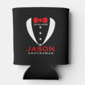 Rafraîchisseur Pour Canette Texte blanc Tuxedo Red BowTie & Groomsman (Dos)