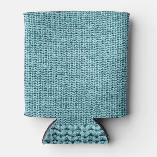 Rafraîchisseur Pour Canette Texture de Sweat Turquoise Hiver. (Devant)