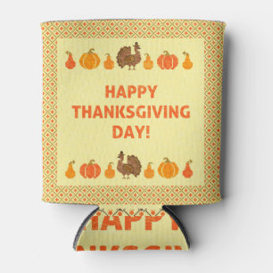 Rafraîchisseur Pour Canette Thanksgiving : retro brodée carte design.