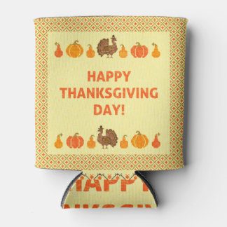 Rafraîchisseur Pour Canette Thanksgiving : retro brodée carte design.
