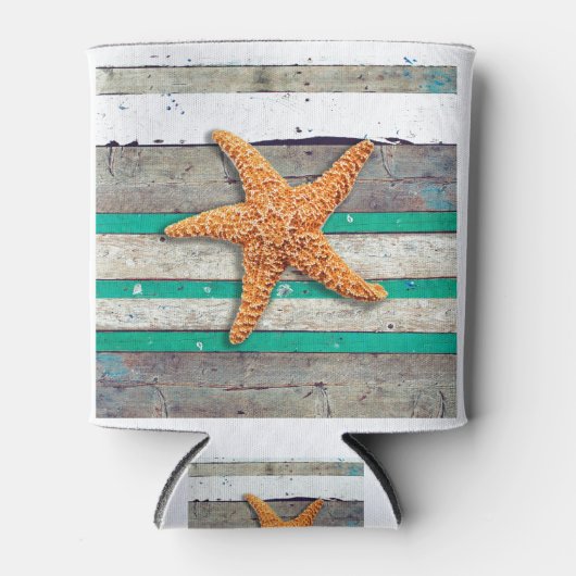 Rafraîchisseur Pour Canette Thème Plage Starfish Mariage Rustique (Devant)
