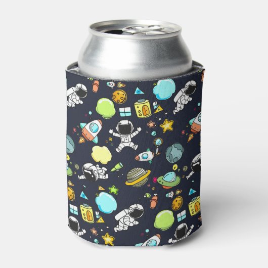Rafraîchisseur Pour Canette Thème spatial cool - Astronauts & Rocket Ships (Can devant)