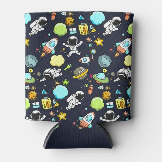 Rafraîchisseur Pour Canette Thème spatial cool - Astronauts & Rocket Ships (Devant)