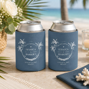Rafraîchisseur Pour Canette Timbre de Mariage Bleu Moderne de la Côte