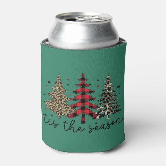 Rafraîchisseur Pour Canette "Tis the Season" Plaid Leopard Christmas Trees (Can devant)