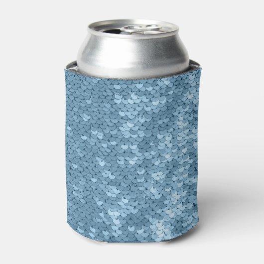 Rafraîchisseur Pour Canette Tissu de séquence : Séquin bleu ciel. (Can devant)