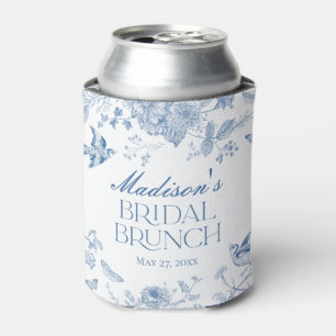 Rafraîchisseur Pour Canette Toile de Jouy Bleue Vintage Brunch Floral de Marié
