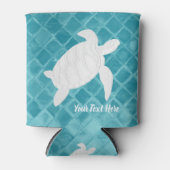 Rafraîchisseur Pour Canette Tortue de mer blanche Aqua Verre de mer Votre text (Devant)