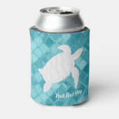 Rafraîchisseur Pour Canette Tortue de mer blanche Aqua Verre de mer Votre text (Can Dos)