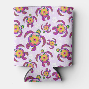 Rafraîchisseur Pour Canette Tortues de Honu rose Hibiscus Fleurs
