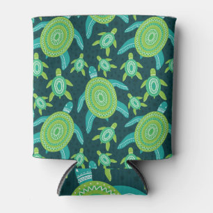 Rafraîchisseur Pour Canette Tortues ornementales vertes : motif vintage.