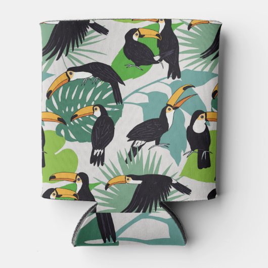 Rafraîchisseur Pour Canette Toucan Bird : Palm Feuille Motif (Devant)