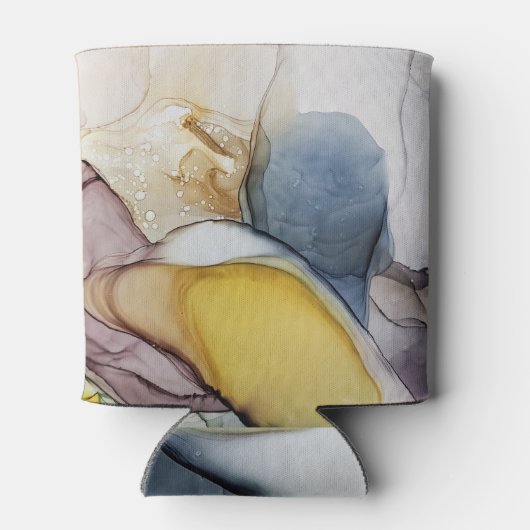 Rafraîchisseur Pour Canette Tourbillons d'encre d'alcool, teinte jaune, abstra (Dos)