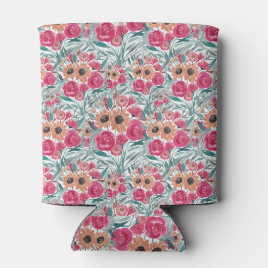 Rafraîchisseur Pour Canette Tournesol Fleur sauvage aquarelle motif floral (Dos)