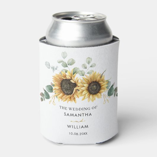 Rafraîchisseur Pour Canette Tournesol floral Eucalyptus Mariage moderne (Can devant)