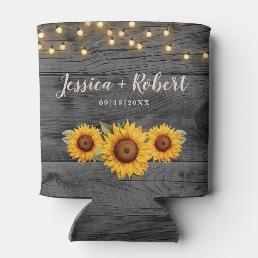 Rafraîchisseur Pour Canette Tournesol Rustique Mariage peut refroidir (Dos)