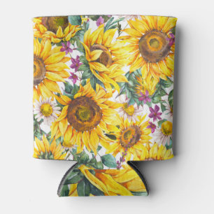 Rafraîchisseur Pour Canette Tournesol Vintage : Fleur Jaune Été.