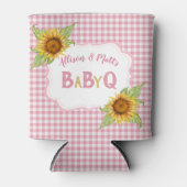Rafraîchisseur Pour Canette Tournesols de campagne rose à carreaux BBQ Baby Q (Devant)