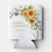 Rafraîchisseur Pour Canette Tournesols rustiques & Mariage Lavander (Dos)