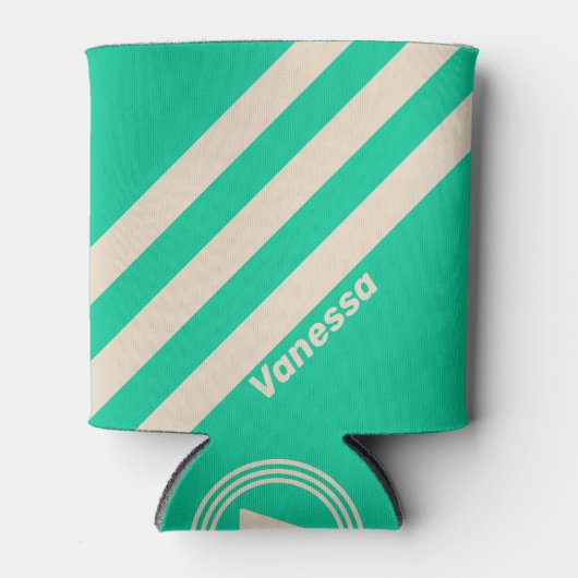 Rafraîchisseur Pour Canette Tracé rétro trois bandes avec nom (Devant)