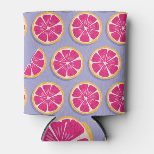 Rafraîchisseur Pour Canette Tranches de pamplemousse, motif violet vif. (Devant)
