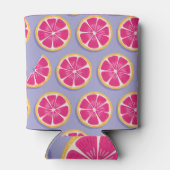 Rafraîchisseur Pour Canette Tranches de pamplemousse, motif violet vif. (Dos)