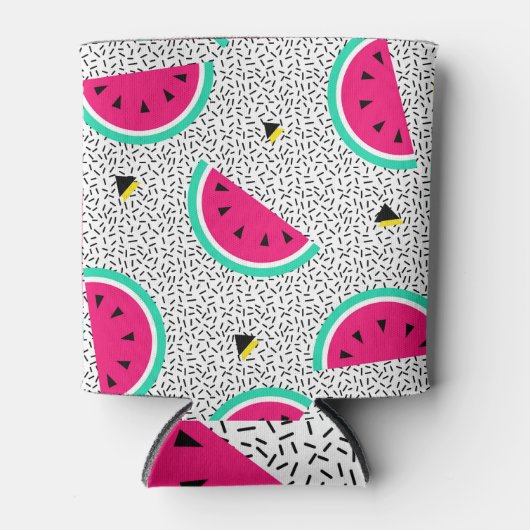 Rafraîchisseur Pour Canette Triangles de pastèque : texture rétro estivale. (Devant)