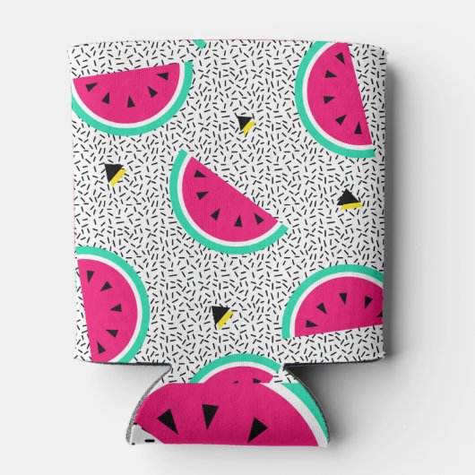 Rafraîchisseur Pour Canette Triangles de pastèque : texture rétro estivale. (Dos)