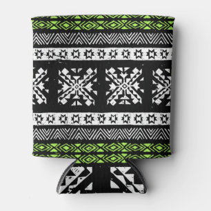 Rafraîchisseur Pour Canette Tribal Navajo, motif noir blanc vert.