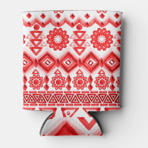 Rafraîchisseur Pour Canette Tribus rouge, motif ethnique aquarelle.