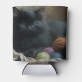 Rafraîchisseur Pour Canette Tricot compagnon Kitten noir avec fils (Devant)