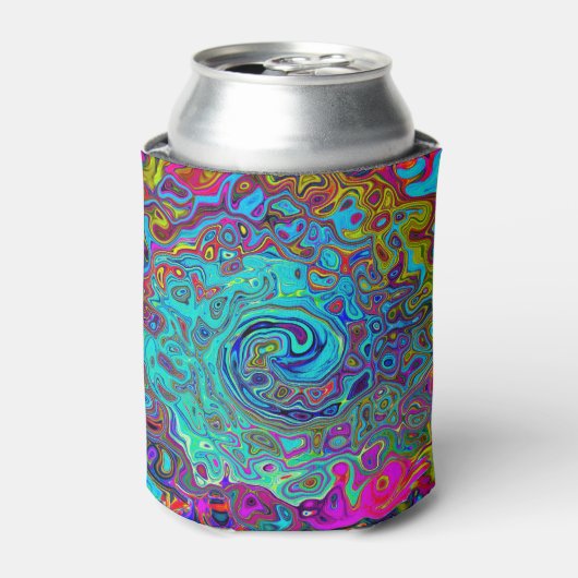 Rafraîchisseur Pour Canette Trippy Sky Blue Abstrait Retro Liquid Swirl (Can devant)