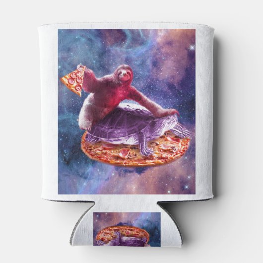 Rafraîchisseur Pour Canette Trippy Space Sloth Turtle - Sloth Pizza (Dos)