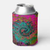 Rafraîchisseur Pour Canette Trippy Turquoise Abstrait Retro Liquid Swirl (Can devant)
