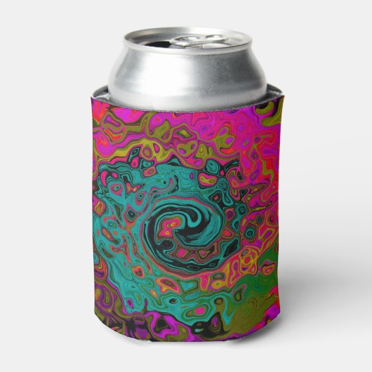 Rafraîchisseur Pour Canette Trippy Turquoise Abstrait Retro Liquid Swirl (Can devant)