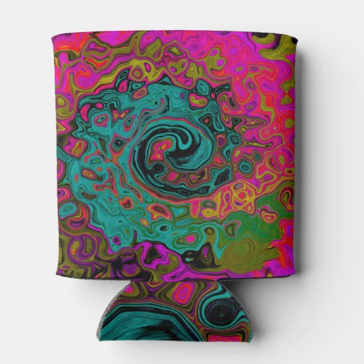 Rafraîchisseur Pour Canette Trippy Turquoise Abstrait Retro Liquid Swirl (Dos)