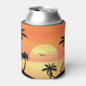 Rafraîchisseur Pour Canette Tropical Beach Sunset Palm Tree Silhouette Art (Can devant)
