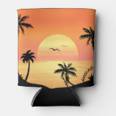 Rafraîchisseur Pour Canette Tropical Beach Sunset Palm Tree Silhouette Art (Devant)