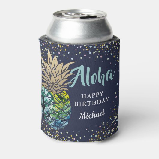 Rafraîchisseur Pour Canette Tropical Luau Ananas Navy Blue Beach Party (Can Dos)