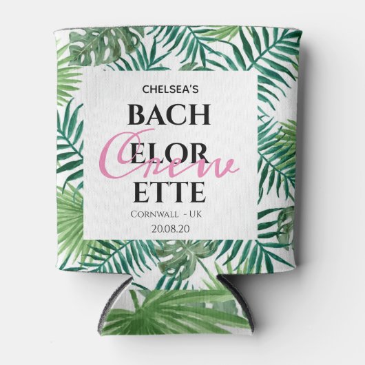 Rafraîchisseur Pour Canette Tropical Summer Leaf Bachelorette Crew Party (Devant)