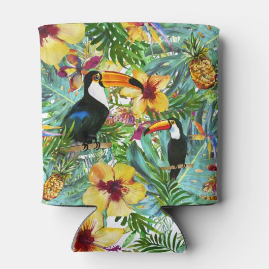 Rafraîchisseur Pour Canette Tropical Toucan Party Palm Ananas moderne (Dos)