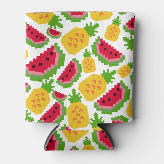 Rafraîchisseur Pour Canette Tropical Watermelon and Pineapple Pixel Pattern (Devant)