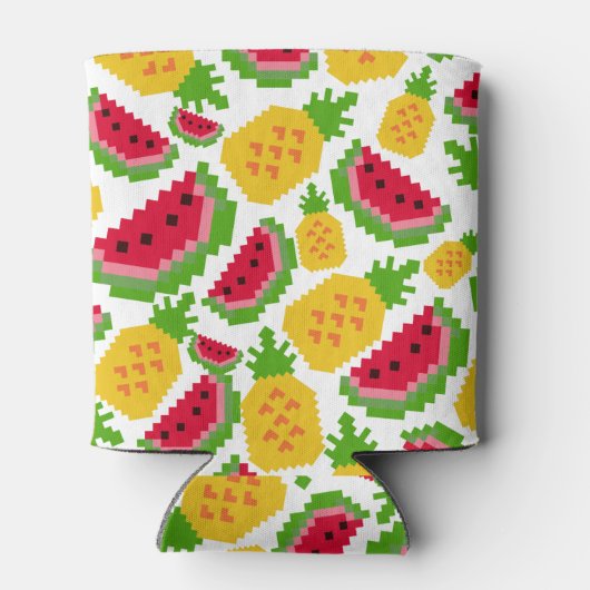 Rafraîchisseur Pour Canette Tropical Watermelon and Pineapple Pixel Pattern (Dos)