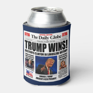 Rafraîchisseur Pour Canette Trump Gagne ! Satire de journal anti-Clinton drôle