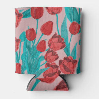Rafraîchisseur Pour Canette Tulipes de printemps, motif floral dessiné à la ma